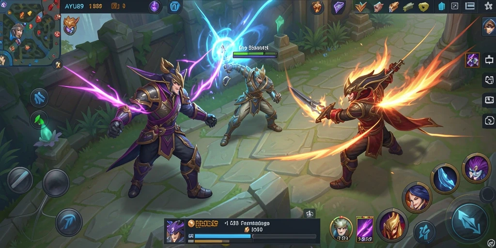 Tampilan gameplay seru AYU89 di arena pertempuran MOBA.