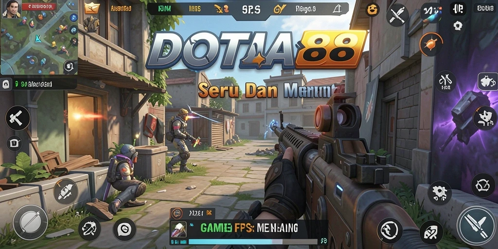 Tampilan gameplay mendebarkan dalam DOTA88 dengan aksi tembak-menembak intens.