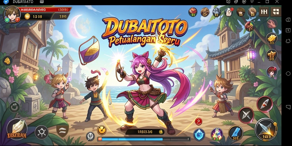 Tangkapan layar gameplay DUBAITOTO dengan karakter anime yang menarik.