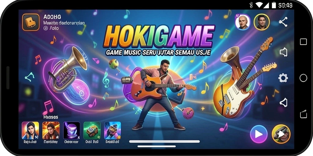 Tampilan gameplay HOKIGAME yang penuh warna dan dinamis.