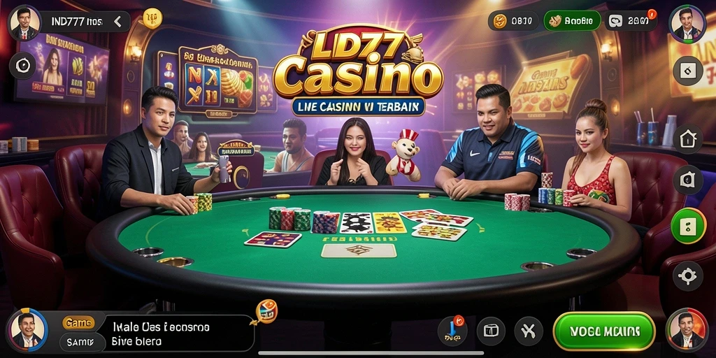Screenshot IND777 menampilkan dealer profesional dan gameplay yang mendebarkan.
