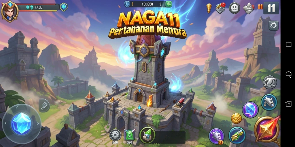 Tampilan gameplay <strong>NAGA11</strong> yang mendebarkan dalam Tower Defense.