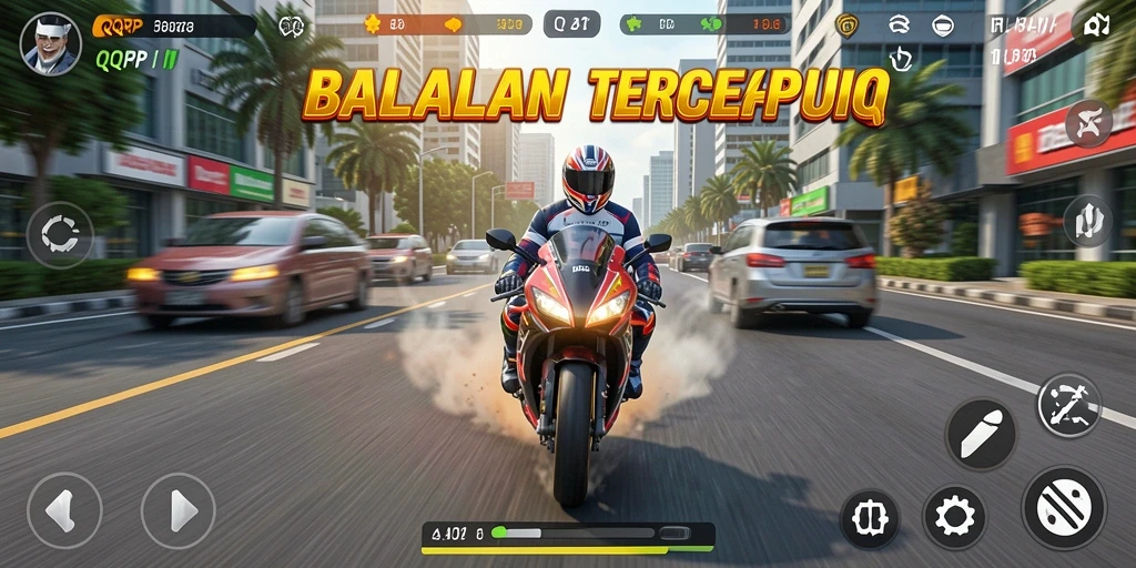 Gameplay seru QQRP dengan balapan motor penuh adrenalin.