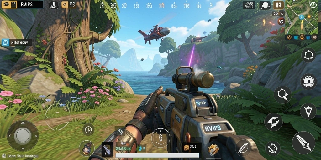 Tampilan gameplay seru dalam RVIP3 yang penuh aksi.