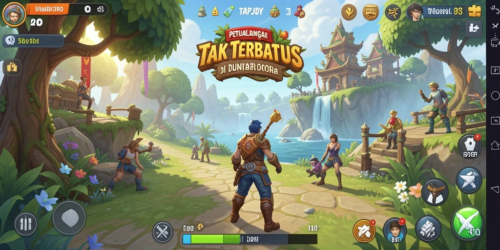 Screenshot TAPJOY menampilkan aksi seru di dunia terbuka.
